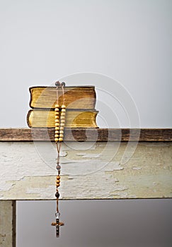 Rosary beads and breviary photo