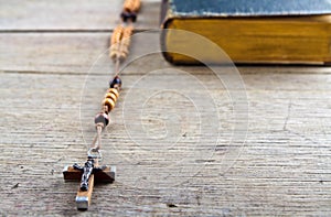 Rosary beads and breviary photo