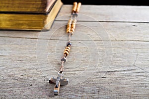 Rosary beads and breviary photo