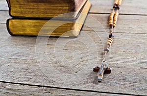 Rosary beads and breviary photo