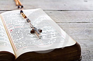 Rosary beads and breviary photo