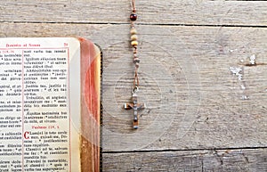 Rosary beads and breviary photo