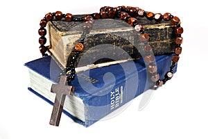 Rosary beads and Bibles