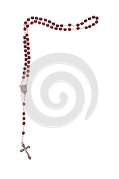 Rosary beads isolated on white photo