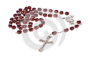 Rosary beads isolated on white