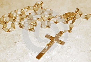 Rosary Beads, sepia