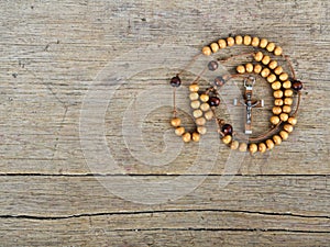 Rosary beads on the table photo