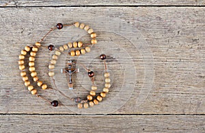 Rosary beads on the table photo