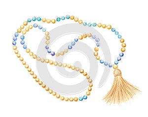 rosary beads, wooden and moonstone