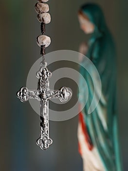 Rosary cross with virgin Mary photo