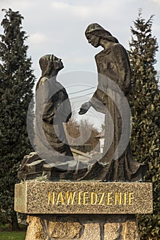 Rosary mysteries in the surroundings of the Sanctuary Mother of God in Lesniow, Poland, Silesia