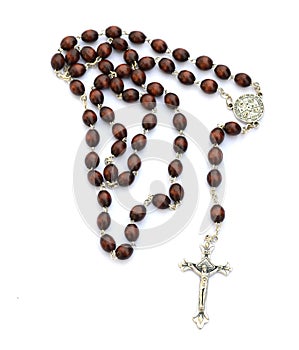 Rosary on white background