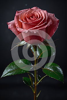 Dew-Kissed Elegance: Photorealistic Rose in Bloom photo