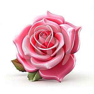 Rose 3d Icon: Cartoon Clay Material With Nintendo Isometric Spot Light