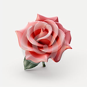 Rose 3d Icon: Cartoon Clay Material With Nintendo Isometric Spot Light