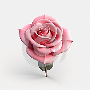 Rose 3d Icon: Cartoon Clay Material With Nintendo Isometric Spot Light