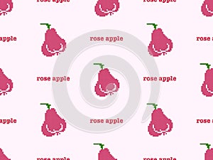 Rose apple seamless pattern on pink background.Pixel style