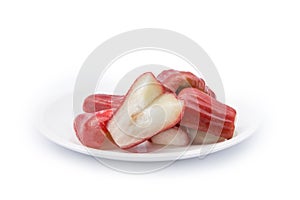 Rose Apple on dish isolated White background