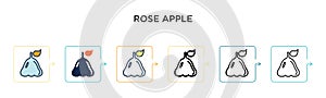 Rose apple vector icon in 6 different modern styles. Black, two colored rose apple icons designed in filled, outline, line and