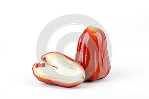 Rose apples on white background.