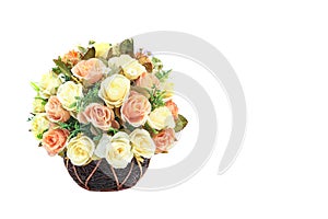 a Rose, artificial flowers bouquet isolated on white