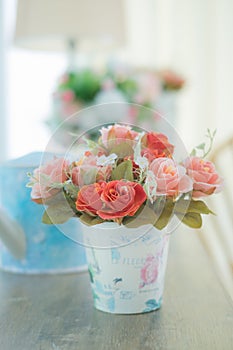 Rose, artificial flowers bouquet.
