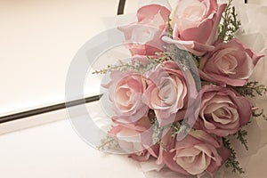 Rose, artificial flowers bouquet.