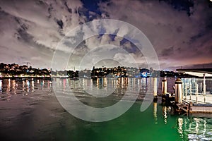 Rose Bay at Night, Clouds Reflected in Water, Sydney, Australia