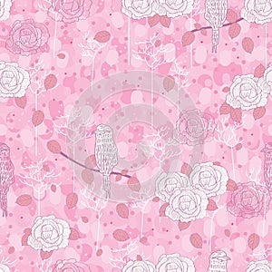 Rose bird abstract seamless pattern