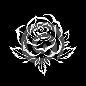 Rose - black and white vector illustration