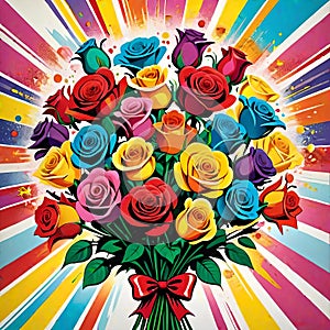 Rose bouquet flower excitement explosion colorful background