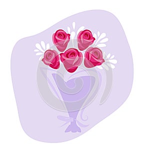 Rose bouquet icon, flat style