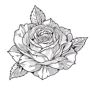 Rose bud monochrome vintage emblem