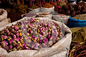 Rose buds on sale in the Marrakech Souk