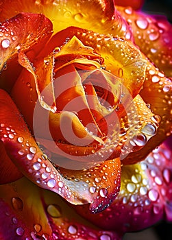 Rose closeup with dew drops