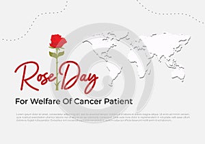 Rose day background for welfare of cancer patient with red flower and world map