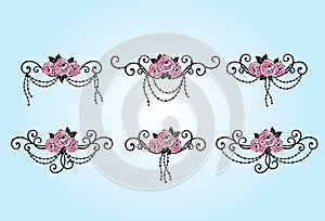 Rose decor with swirls and beads