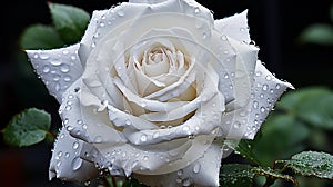 Rose Dew White Rose with glistening morning dewdrops