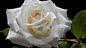 Rose Dew White Rose with glistening morning dewdrops