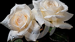 Rose Dew White Rose with glistening morning dewdrops