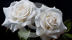 Rose Dew White Rose with glistening morning dewdrops