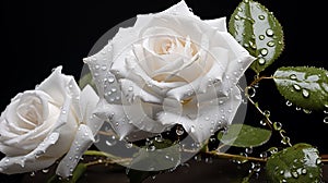 Rose Dew White Rose with glistening morning dewdrops