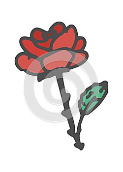 rose doodle drawing flower red. sketch vector new