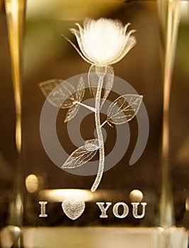 Rose etched in glass photo