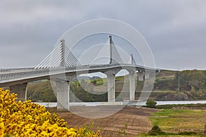 The Rose Fitzgerald Kennedy Bridge. Ireland\'s longest bridge. Waterford Country. long highway and high crossing