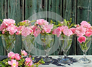 Rose Floral Arrangements In Stemware 