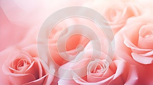 Rose flower background, closeup with soft focus, photo by Generative AI