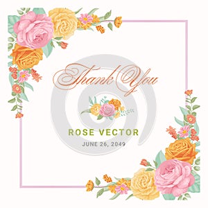 Rose Flower and botanical leaf digital painted illustration