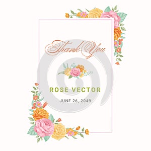 Rose Flower and botanical leaf digital painted illustration