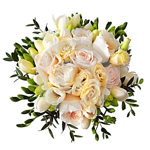 Rose flower bouquet for the bride isolated on white